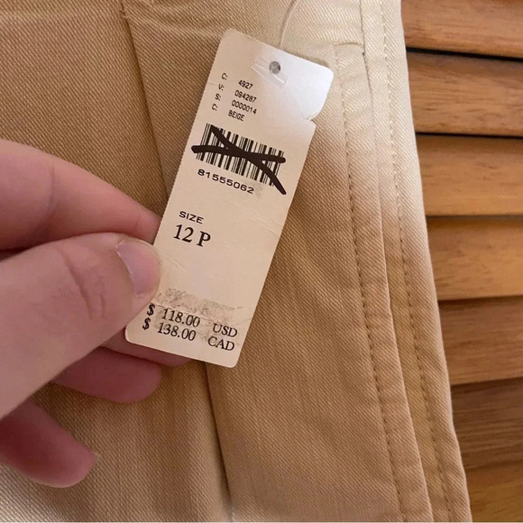 Maeve By Anthropologie Wide Leg Patch Pocket Tan Trouser Pants Women’s Size 12P - Picture 6 of 9